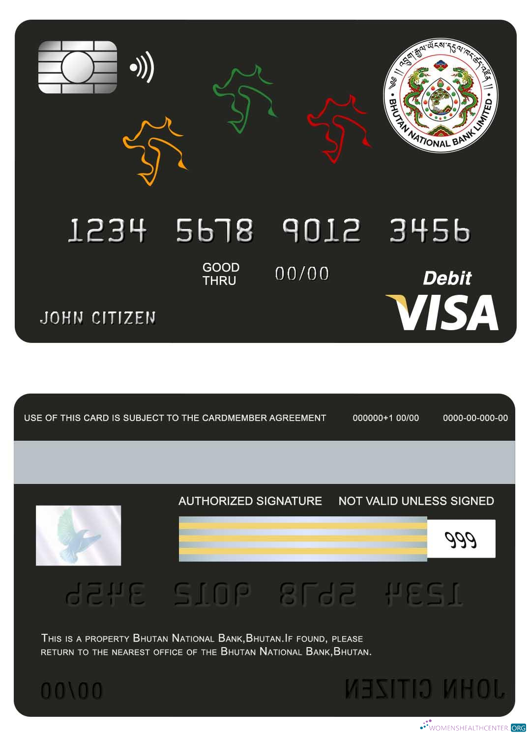 Download Bhutan National bank bhutan visa card Photoshop template